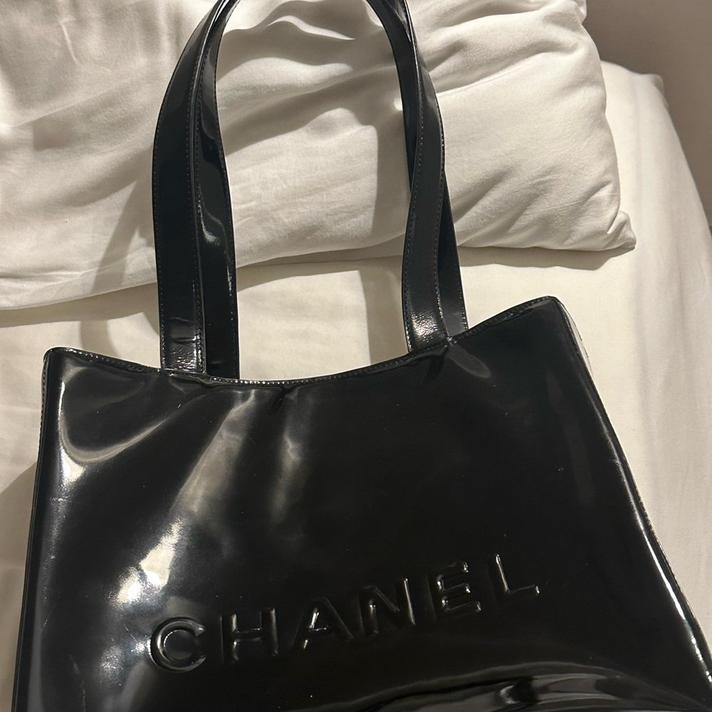 Extremely rare, vintage, black pattern, leather Chanel bag